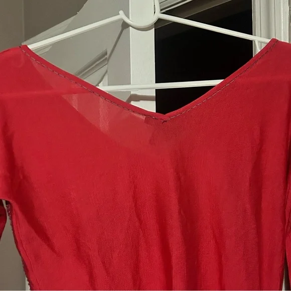 Etro Milano Red Embroidered V-Neck Women's Top - Picture 3 of 5